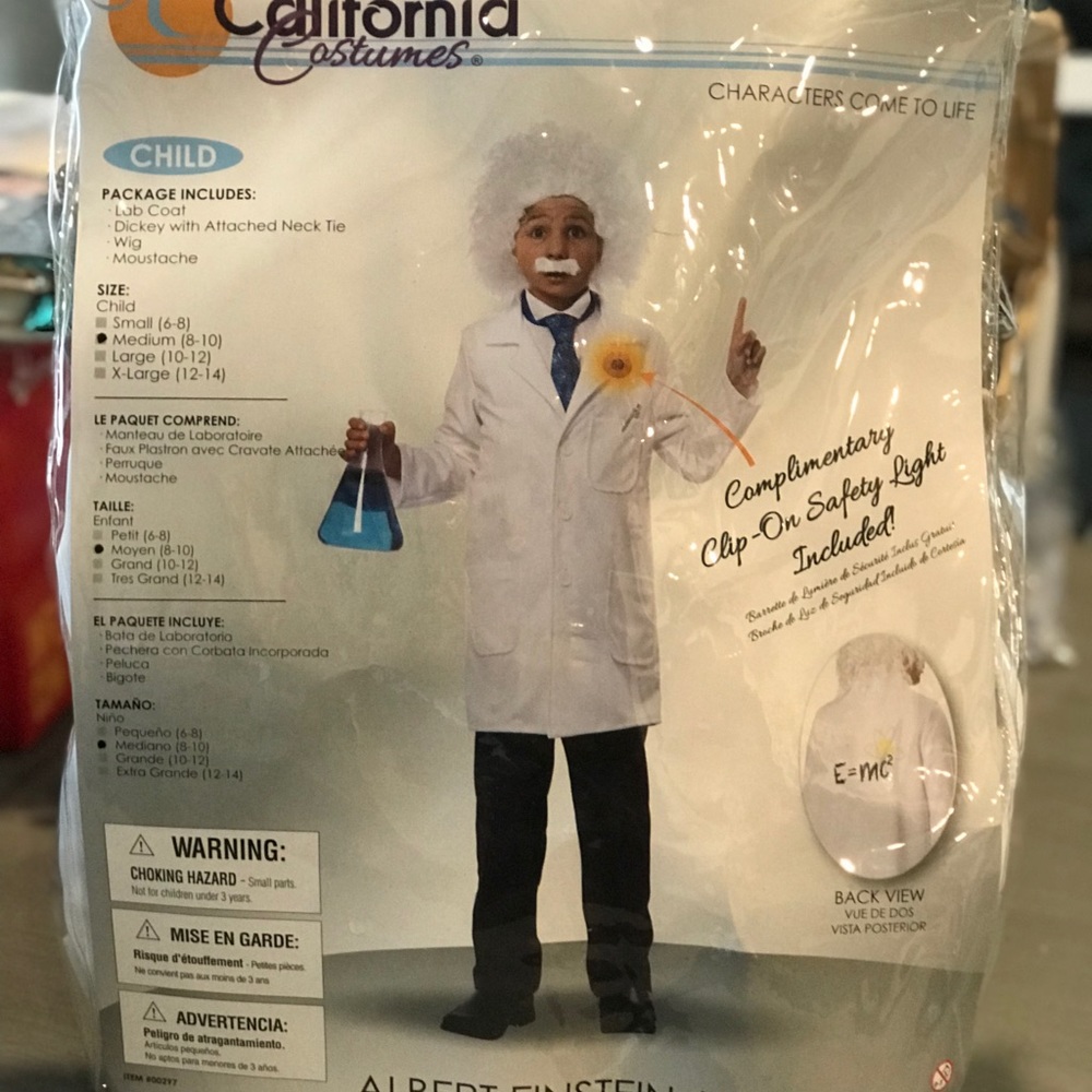 Kids Medium Einstein Complete Costume Set